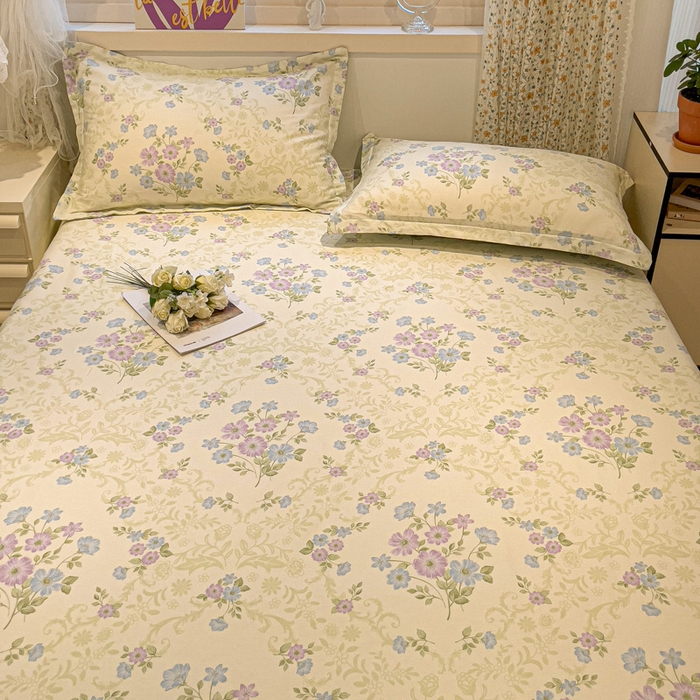 91家纺网 家纺一手货源 找家纺 2025春夏新款全棉花卉系列印花单床笠 岸边花语