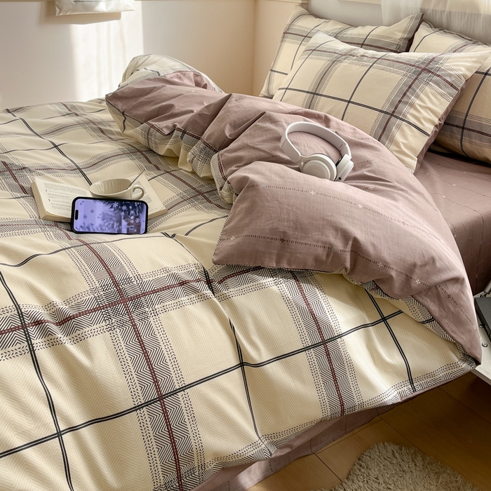 91家纺网 家纺一手货源 找家纺 西引力 2025开春新款全棉印花四件套单被套系列 曲美空间