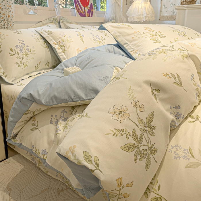 91家纺网 家纺一手货源 找家纺 2025春夏新款全棉花卉系列印花四件套 沁园春