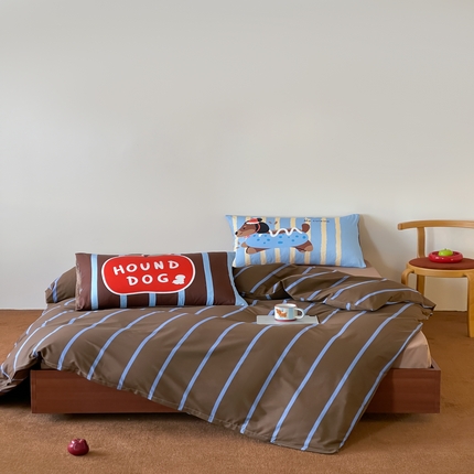 觅糖2025年全棉双数码枕套卡通印花混搭系列 巧克力腊肠狗