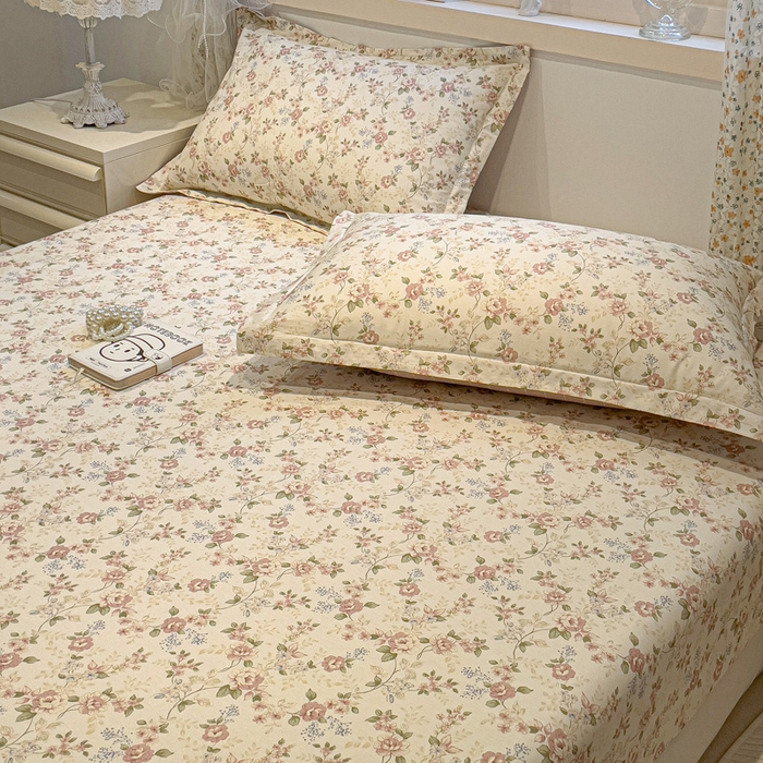 91家纺网 家纺一手货源 找家纺 2025春夏新款全棉花卉系列印花单床笠 露丝