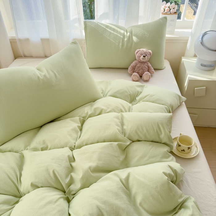 91家纺网 家纺一手货源 找家纺 （总）优佳优品 2024新款亲肤水洗棉纯色四件套