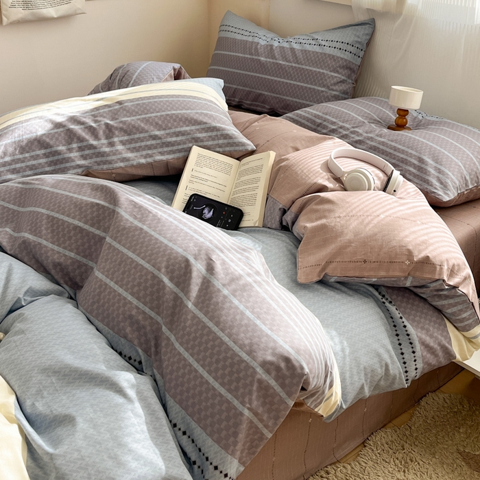 91家纺网 家纺一手货源 找家纺 西引力 2025开春新款全棉印花四件套单被套系列 莫尼兰