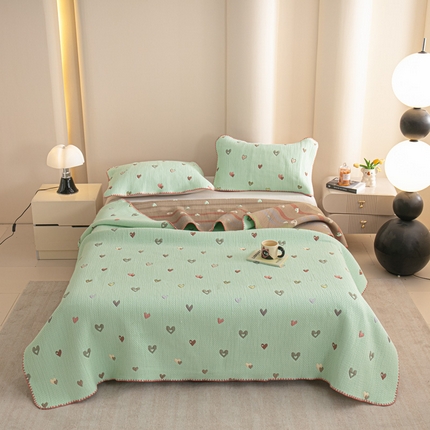 手艺人2025新款A类宝宝四季全棉提花双面可铺盖床盖榻榻米炕盖炕垫盖毯AC01-AC10 AC05绿