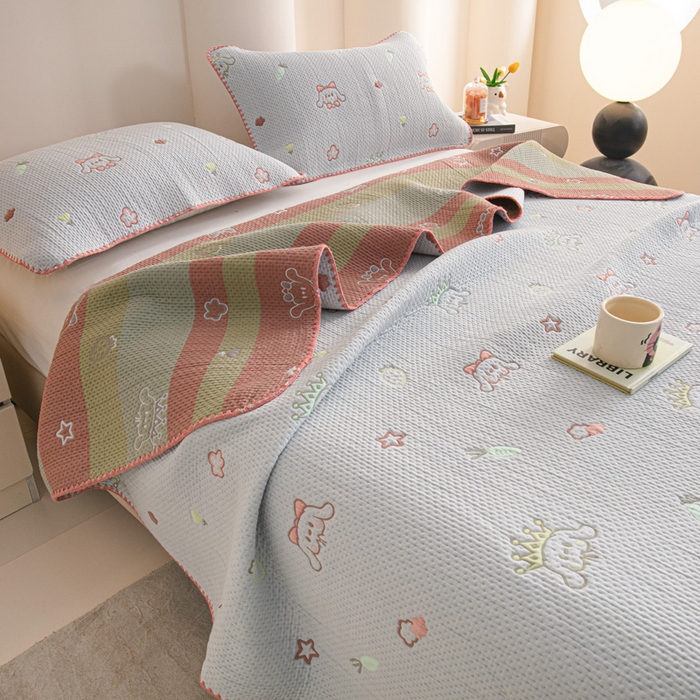 91家纺网 家纺一手货源 找家纺 手艺人2025新款A类宝宝四季全棉提花双面可铺盖床盖榻榻米炕盖炕垫盖毯AC01-AC10 AC09灰