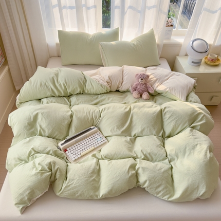 91家纺网 家纺一手货源 找家纺 （总）优佳优品 2024新款亲肤水洗棉纯色四件套