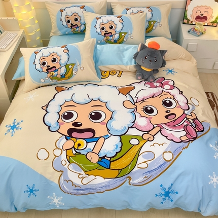 91家纺网 家纺一手货源 找家纺 金爱家 2025新款纯棉数码印花系列四件套 梦幻探险