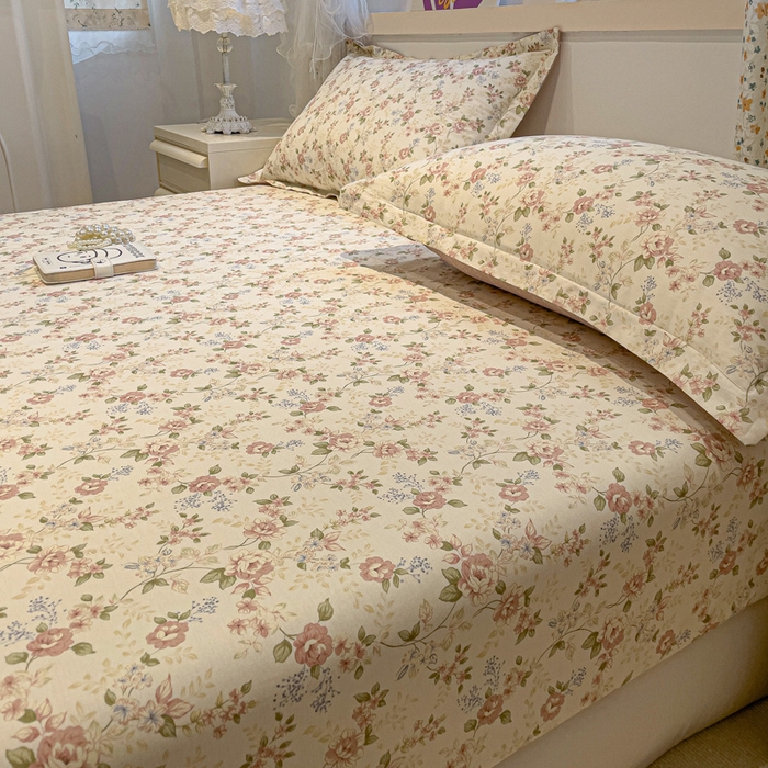 91家纺网 家纺一手货源 找家纺 2025春夏新款全棉花卉系列印花单床笠 露丝