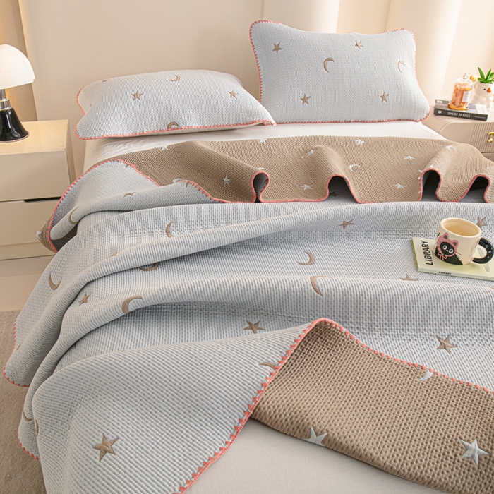 91家纺网 家纺一手货源 找家纺 手艺人2025新款A类宝宝四季全棉提花双面可铺盖床盖榻榻米炕盖炕垫盖毯AC01-AC10 AC02灰