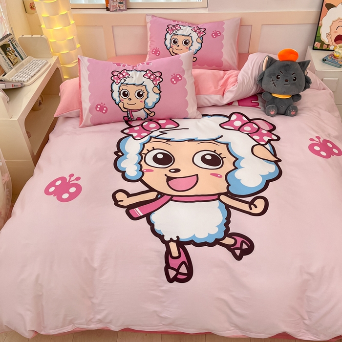 91家纺网 家纺一手货源 找家纺 金爱家 2025新款纯棉数码印花系列四件套 甜蜜时刻