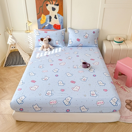 温眠 2025新款A类亲肤水洗棉可爱卡通印花床笠 高西低