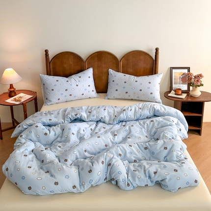 2025新款A类母婴级有氧全棉纯棉双层纱纯棉印花四件套 场景二 云熊星梦