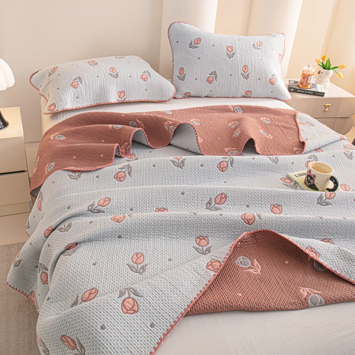 91家纺网 家纺一手货源 找家纺 手艺人2025新款A类宝宝四季全棉提花双面可铺盖床盖榻榻米炕盖炕垫盖毯AC01-AC10 AC01灰