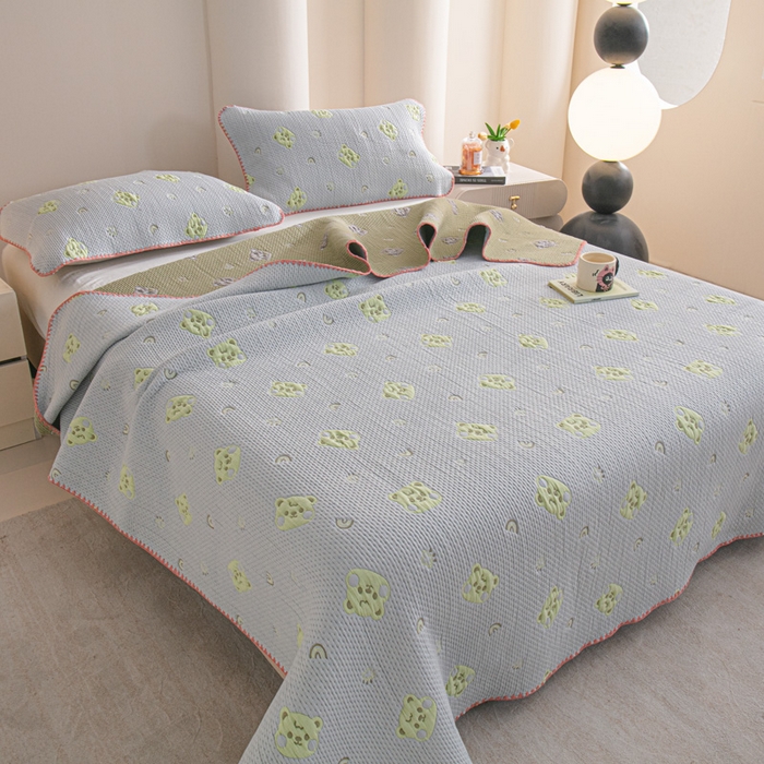 91家纺网 家纺一手货源 找家纺 手艺人2025新款A类宝宝四季全棉提花双面可铺盖床盖榻榻米炕盖炕垫盖毯AC01-AC10 AC06灰