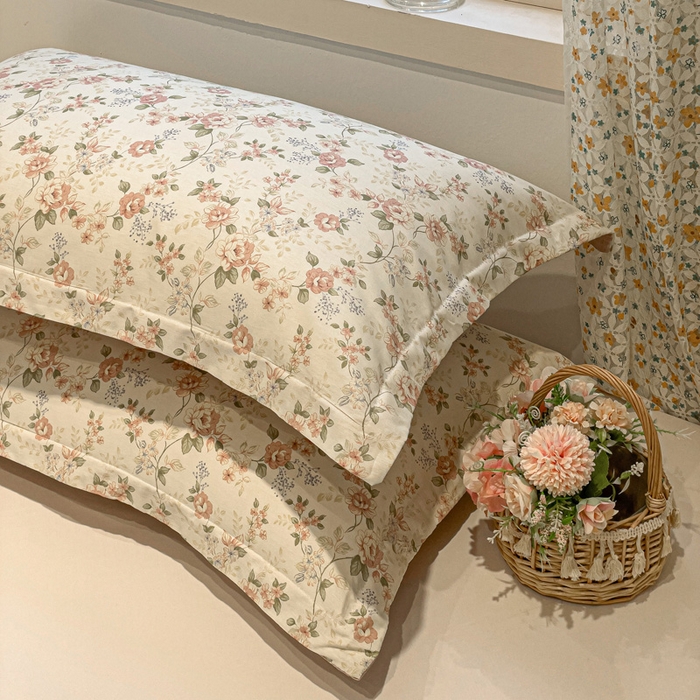 91家纺网 家纺一手货源 找家纺 2025春夏新款全棉花卉系列印花单枕套 露丝