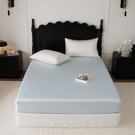 EH家居 2025春夏天丝纯色单床笠 冰山蓝