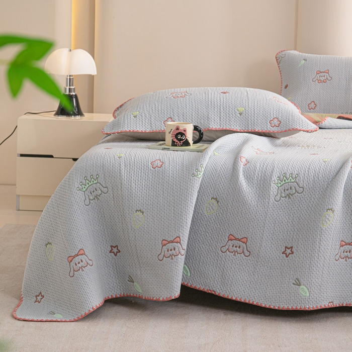 91家纺网 家纺一手货源 找家纺 手艺人2025新款A类宝宝四季全棉提花双面可铺盖床盖榻榻米炕盖炕垫盖毯AC01-AC10 AC09灰