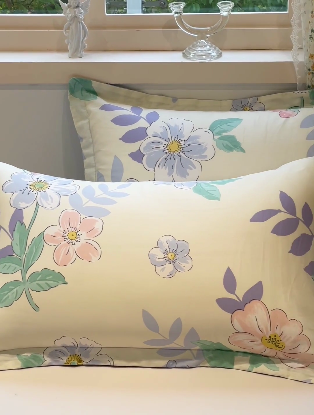 91家纺网 家纺一手货源 找家纺 2025春夏新款全棉花卉系列印花单枕套 花漾星辰