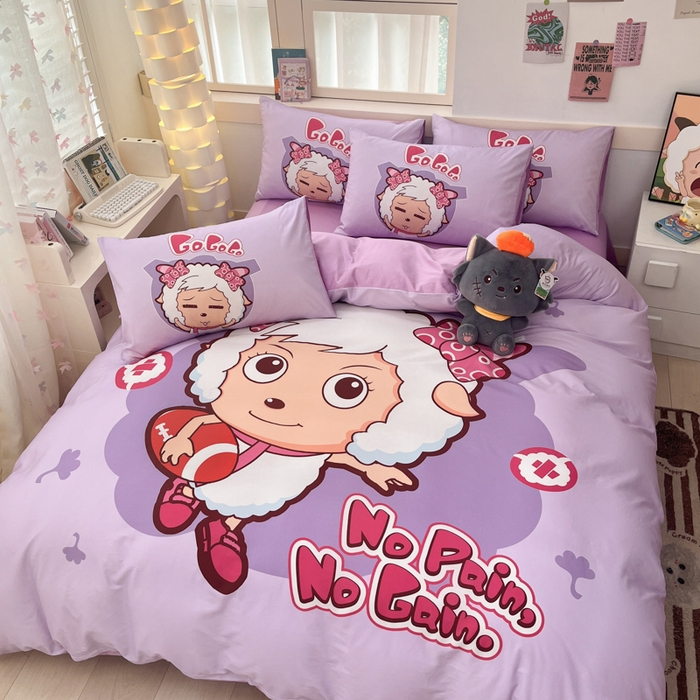 91家纺网 家纺一手货源 找家纺 金爱家 2025新款纯棉数码印花系列四件套 运动精灵