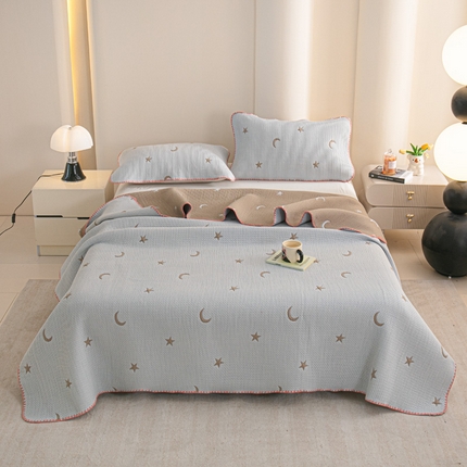 手艺人2025新款A类宝宝四季全棉提花双面可铺盖床盖榻榻米炕盖炕垫盖毯AC01-AC10 AC02灰