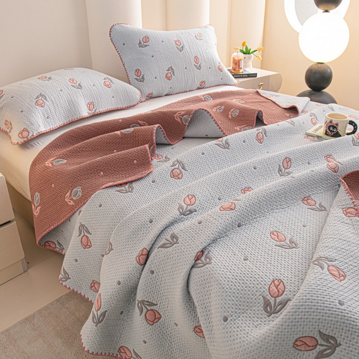 91家纺网 家纺一手货源 找家纺 手艺人2025新款A类宝宝四季全棉提花双面可铺盖床盖榻榻米炕盖炕垫盖毯AC01-AC10 AC01灰