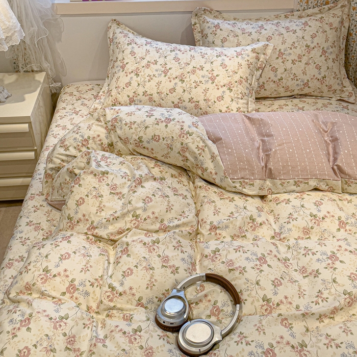 91家纺网 家纺一手货源 找家纺 2025春夏新款全棉花卉系列印花四件套 露丝