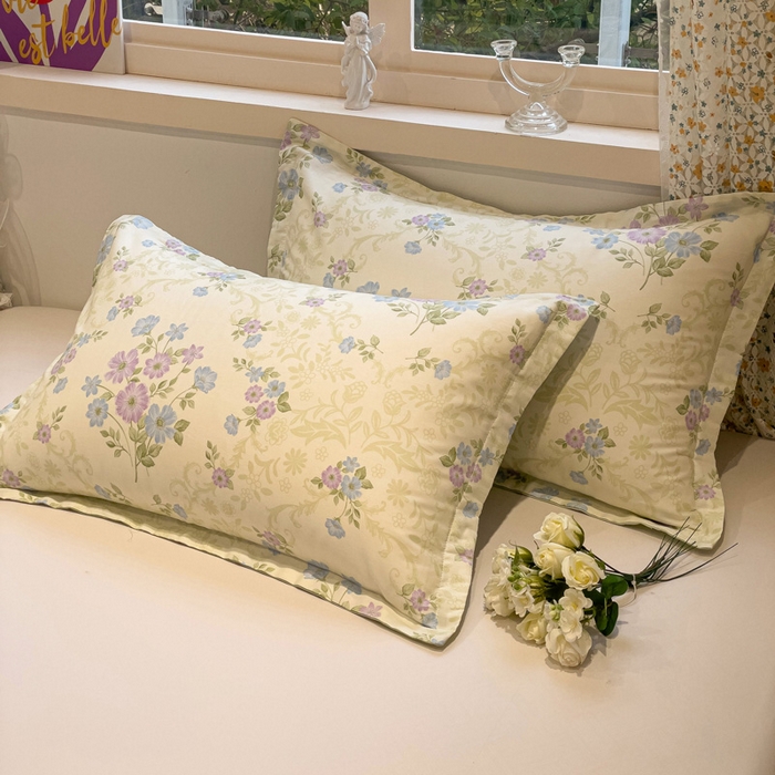 91家纺网 家纺一手货源 找家纺 2025春夏新款全棉花卉系列印花单枕套 岸边花语