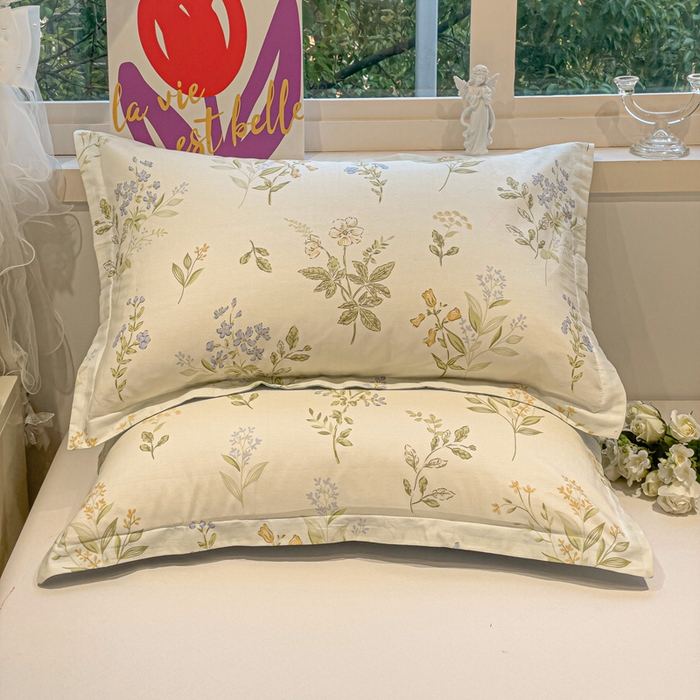 91家纺网 家纺一手货源 找家纺 2025春夏新款全棉花卉系列印花单枕套 沁园春