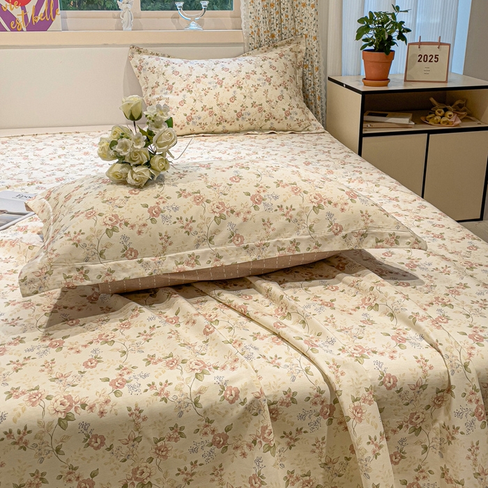 91家纺网 家纺一手货源 找家纺 2025春夏新款全棉花卉系列印花床单 露丝