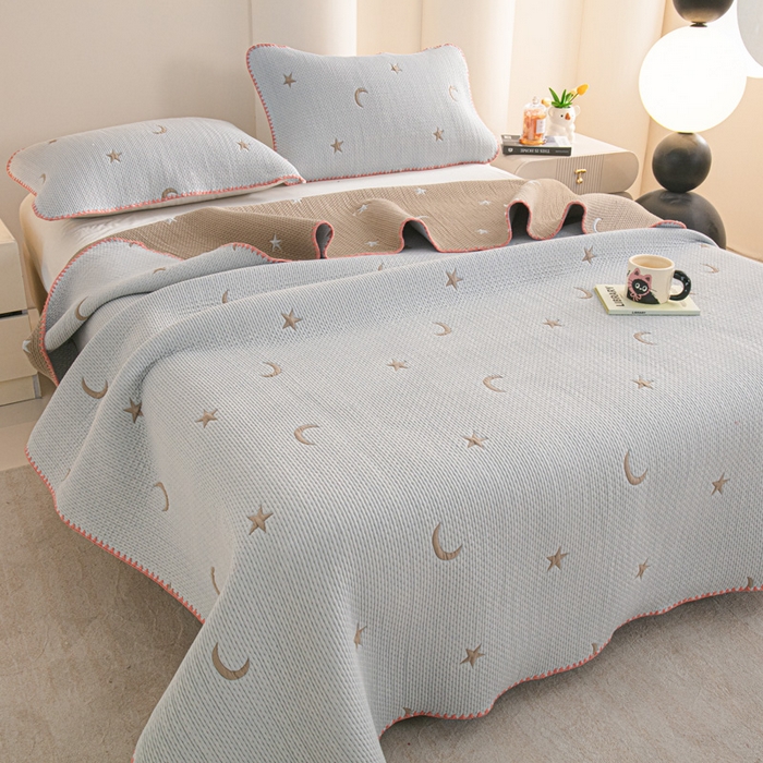 91家纺网 家纺一手货源 找家纺 手艺人2025新款A类宝宝四季全棉提花双面可铺盖床盖榻榻米炕盖炕垫盖毯AC01-AC10 AC02灰