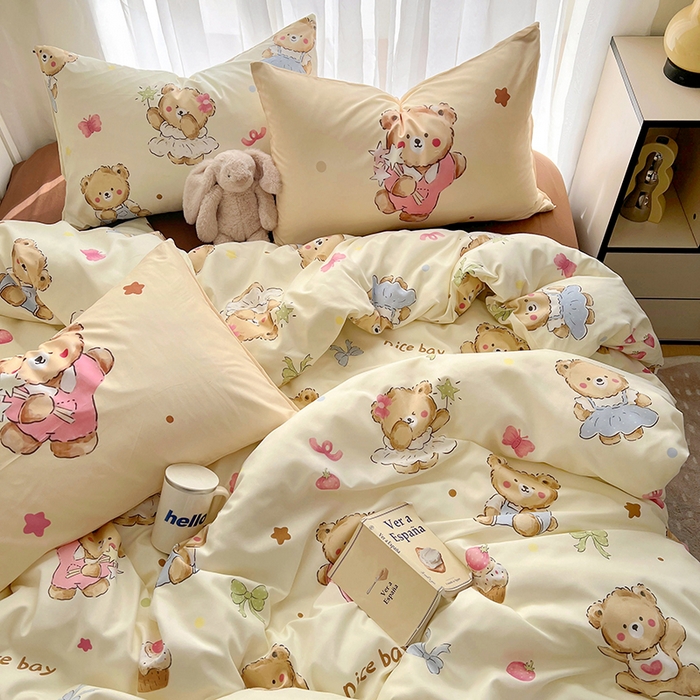 91家纺网 家纺一手货源 找家纺 春光里 2025新款水洗棉印花系列四件套 续写童话