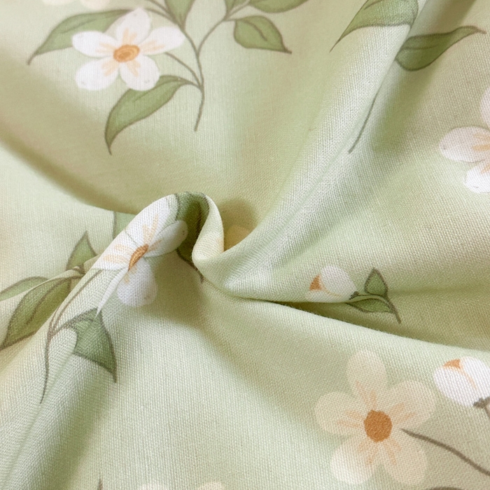 91家纺网 家纺一手货源 找家纺 2025新款A类母婴级有氧全棉纯棉双层纱纯棉印花四件套 场景二 茉莉青提