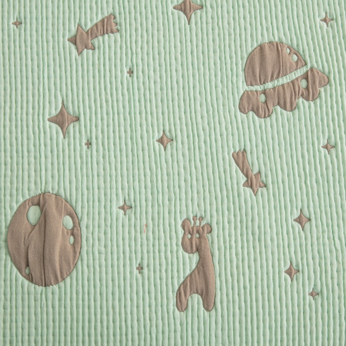 91家纺网 家纺一手货源 找家纺 手艺人2025新款A类宝宝四季全棉提花双面可铺盖床盖榻榻米炕盖炕垫盖毯AC01-AC10 AC07绿