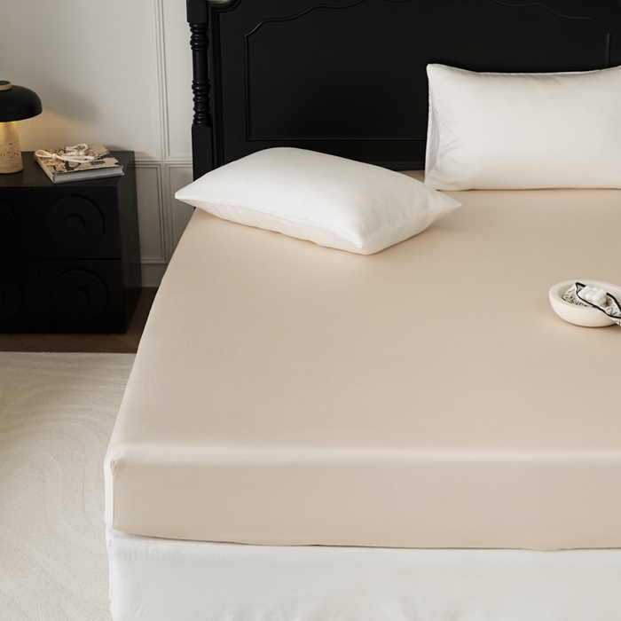 91家纺网 家纺一手货源 找家纺 EH家居 2025春夏天丝纯色单床笠 香槟咖