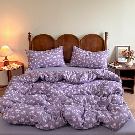 2025新款A类母婴级有氧全棉纯棉双层纱纯棉印花四件套 场景二 嫣然