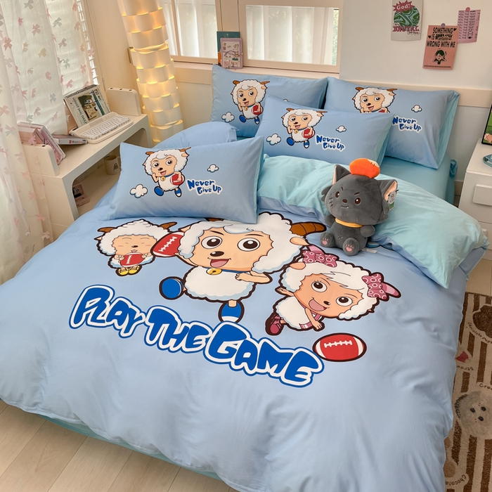 91家纺网 家纺一手货源 找家纺 金爱家 2025新款纯棉数码印花系列四件套 亲亲伙伴