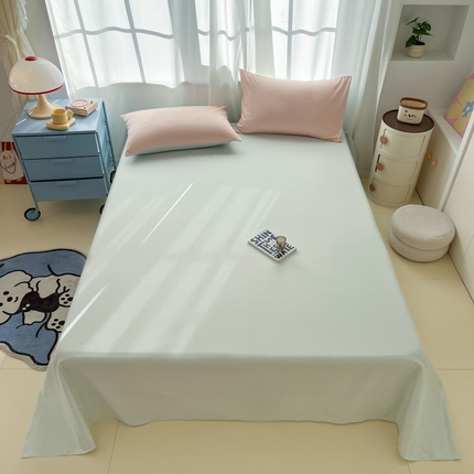 泽西家纺+V17798841158发大图 2025新款A类全棉13376单品床单 云水绿