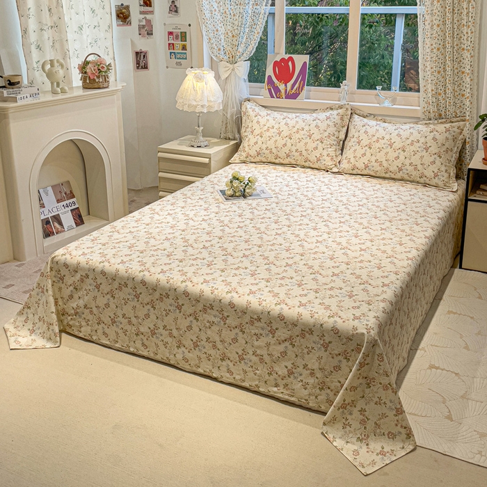 91家纺网 家纺一手货源 找家纺 2025春夏新款全棉花卉系列印花床单 露丝