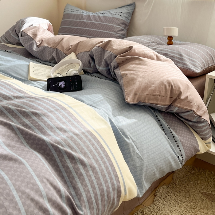 91家纺网 家纺一手货源 找家纺 西引力 2025开春新款全棉印花四件套单被套系列 莫尼兰