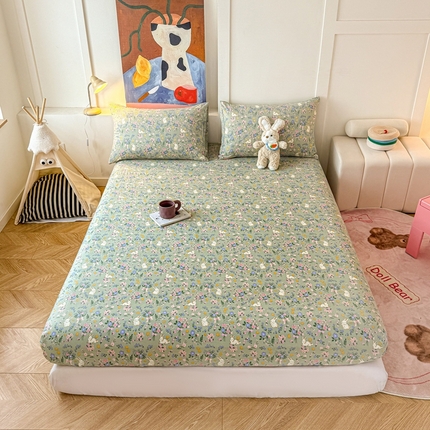 91家纺网 家纺一手货源 找家纺 （总）温眠 2025新款A类亲肤水洗棉可爱卡通印花床笠