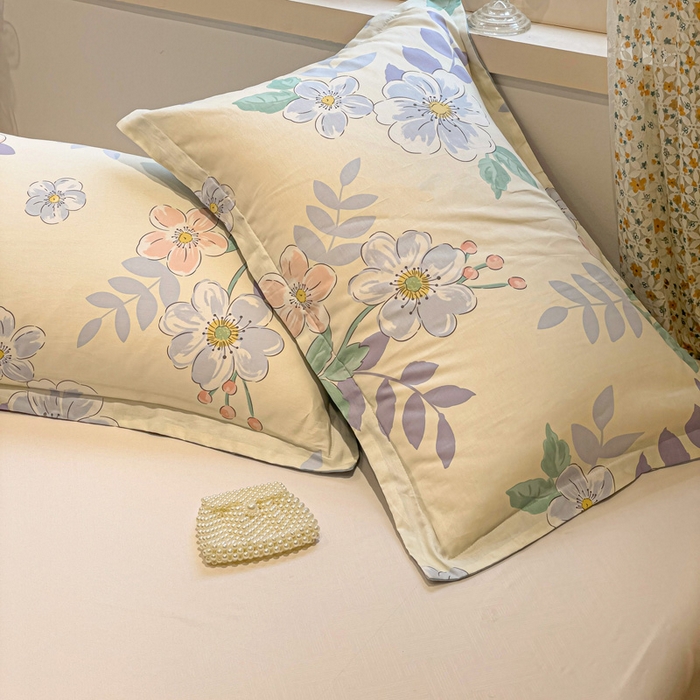 91家纺网 家纺一手货源 找家纺 2025春夏新款全棉花卉系列印花单枕套 花漾星辰