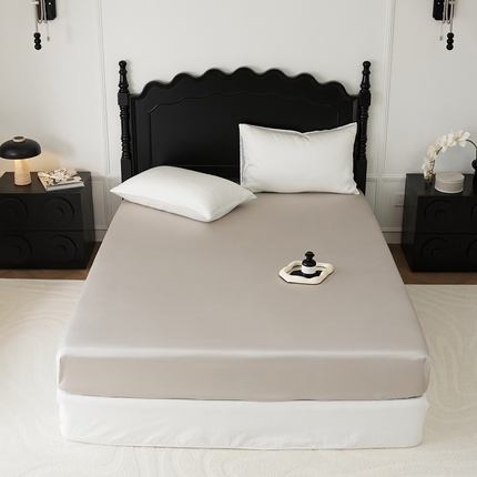 EH家居 2025春夏天丝纯色单床笠 光泽灰