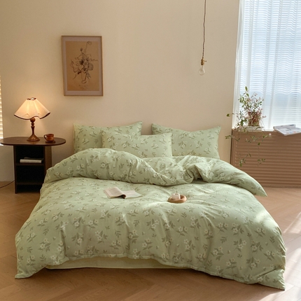 2025新款A类母婴级有氧全棉纯棉双层纱纯棉印花四件套 场景一 茉莉青提