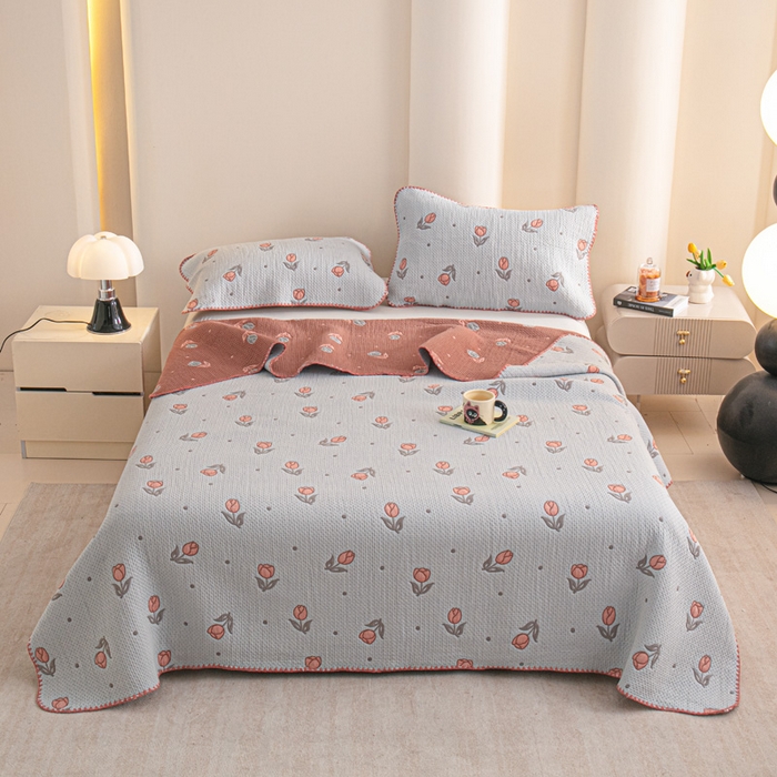 91家纺网 家纺一手货源 找家纺 手艺人2025新款A类宝宝四季全棉提花双面可铺盖床盖榻榻米炕盖炕垫盖毯AC01-AC10 AC01灰