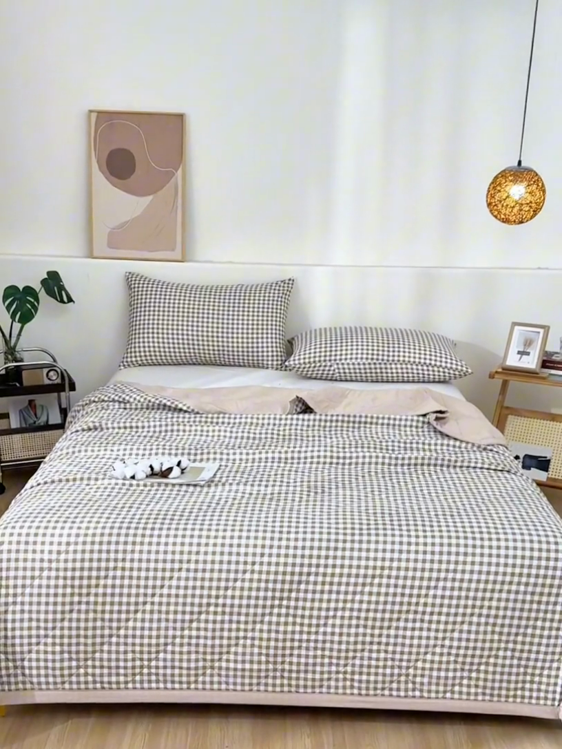 91家纺网 家纺一手货源 找家纺 培童 2025水洗棉夏被夏凉被空调被超声波压花礼品直播引流爆款 白小格