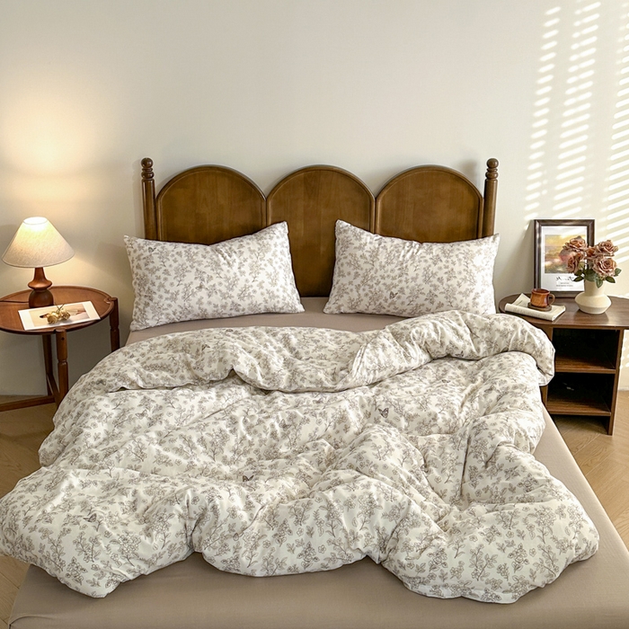 91家纺网 家纺一手货源 找家纺 2025新款A类母婴级有氧全棉纯棉双层纱纯棉印花四件套 场景二 莫奈庄园