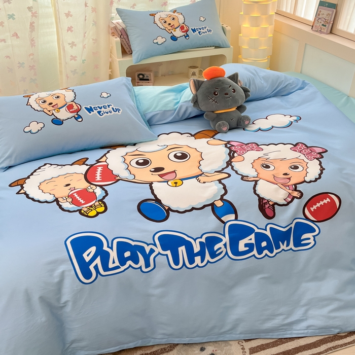 91家纺网 家纺一手货源 找家纺 金爱家 2025新款纯棉数码印花系列四件套 亲亲伙伴