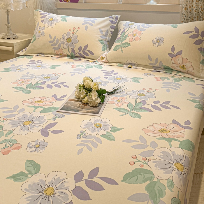 91家纺网 家纺一手货源 找家纺 2025春夏新款全棉花卉系列印花单床笠 花漾星辰