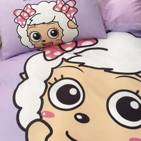 91家纺网 家纺一手货源 找家纺 金爱家 2025新款纯棉数码印花系列四件套 美羊羊公主