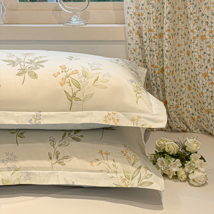 91家纺网 家纺一手货源 找家纺 2025春夏新款全棉花卉系列印花单枕套 沁园春